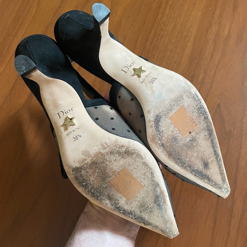 J’adior Dior Pointy Toe Polka Dot Slingback Heel 38.5 - Picture 2 of 5